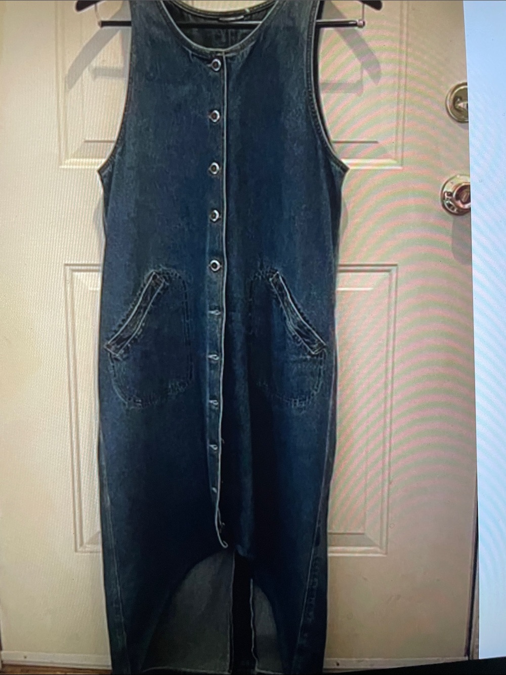 Sonoma Jean Co Women’s Dark Blue Denim Button-Front Jumper Dress